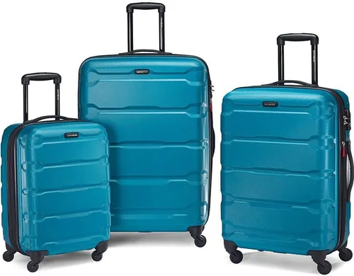 Vista 2 de Samsonite Omni - Juego de 3 piezas con accesorios para equipaje Azul Caribe Equipaje rígido con ruedas