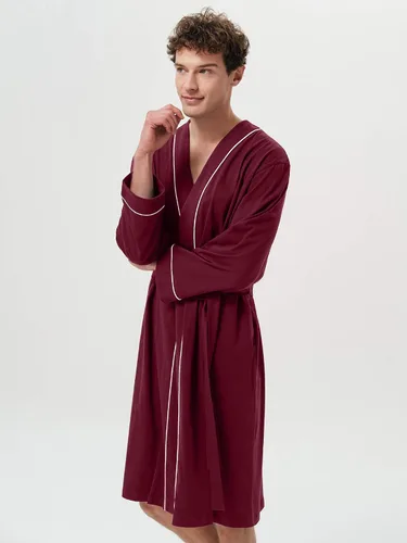 Vista 5 de SIORO Bata de algodón para hombre, ligera, suave, longitud hasta la rodilla, para spa y casa, M-XXL