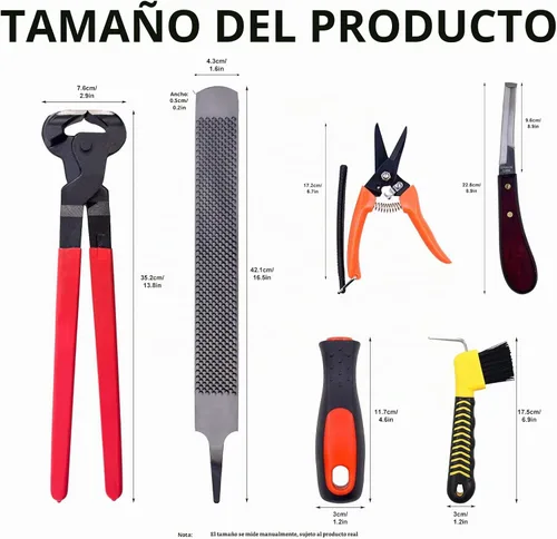 Vista 2 de Kit de herramientas de herrador de caballos de 14 pulgadas, 6 herramientas profesionales para recortar pezuñas, pueden recortar fácilmente