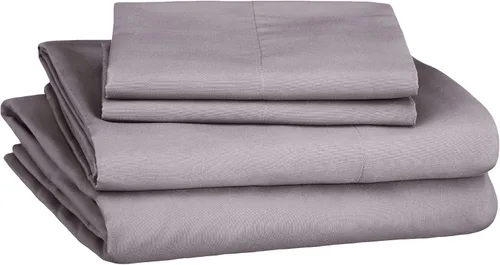 Vista 9 de Amazon Basics Juego de sábanas de microfibra suave de 4 piezas con bolsillos laterales elásticos, Full, cuadrícula negra, geométrico Rejilla negra