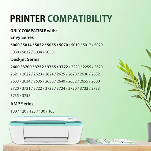 Vista 2 de 65XL 65 Cartuchos de tinta negro/color Combo Pack DeskJet 3755 Envy 5055 Compatible Reemplazo para HP 65XL Negro y color para HP DeskJet 3772 3752