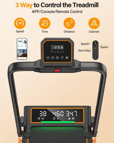 Vista 6 de Treadmill Walking Pad with 15% Incline/Handle Bar/2 LED Display, 3.5HP Portable Treadmills for Home Small, Foldable Walking Pad Treadmill 350+lb