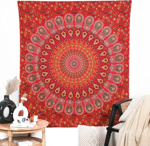 Vista 13 de Tapiz para pared con diseño hippie de mandala, bohemia e hindú Azul y verde