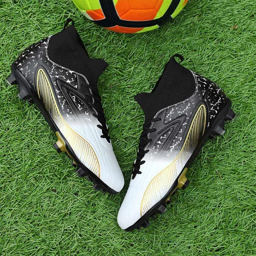 Vista 5 de Zapatos de fútbol de caña alta para hombre, botas de fútbol profesionales, transpirables, cómodas, para interiores y exteriores, para entrenamiento