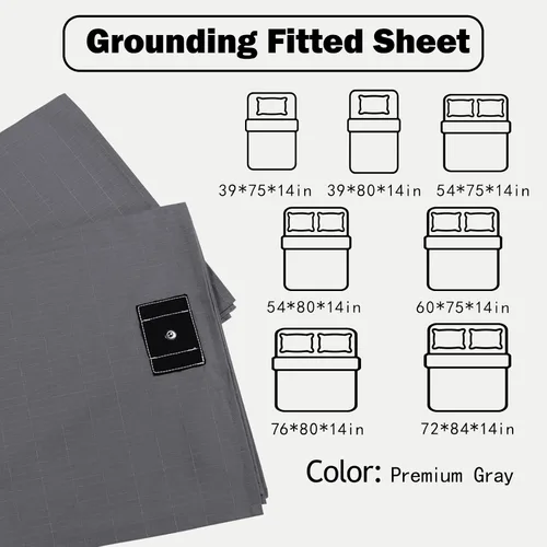 Vista 7 de Grounding Sheets - Sábana bajera ajustable de bolsillo profundo, 90% algodón, 10% fibra plateada, sábanas conectadas a tierra