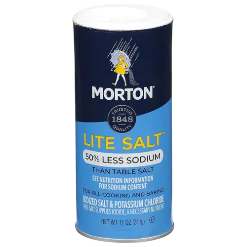 Vista 2 de Morton Sal, sal Lite con bajo contenido de sodio para cocinar, 11 onzas, paquete de 12