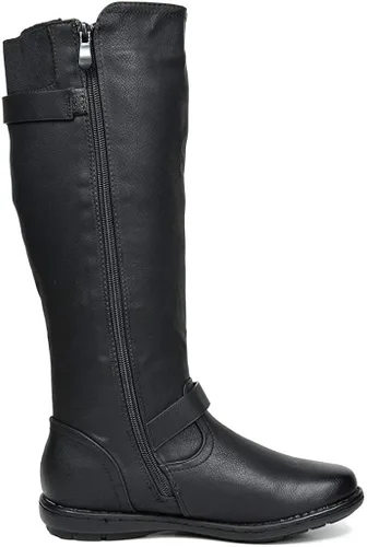 Vista 4 de DREAM PAIRS - Botas de invierno altas hasta la rodilla con forro de piel sintética para mujer