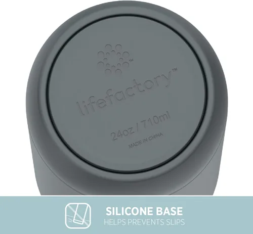 Vista 7 de Lifefactory Botella deportiva aislada al vacío de acero inoxidable con tapa de pajita, 24 onzas, carbono