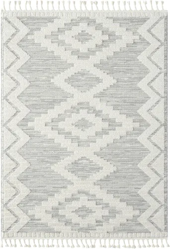 Vista 4 de LUXE WEAVERS Ibiza Collection 8067 - Alfombra geométrica suroeste, color gris, 6 x 9