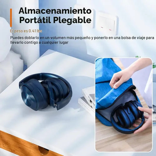Vista 7 de Auriculares con cancelación activa de ruido, auriculares inalámbricos con cancelación de ruido, micrófono de 40 horas de reproducción, auriculares