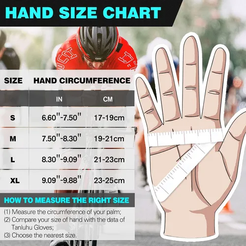 Vista 7 de Tanluhu Guantes de ciclismo SBR de 0.197in de grosor, guantes de ciclismo de medio dedo, guantes de bicicleta de montaña, guantes de bicicleta