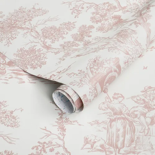 Vista 9 de CiCiwind Papel Pintado de Despegar y Pegar Papel Pintado Vintage Papel Pintado Blanco y Rosa Papel Pintado Autoadhesivo Extraíble para Dormitorio