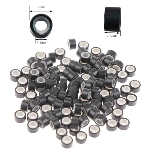 Vista 2 de 500 anillos de silicona con microeslabones de 0.197 in para extensiones de cabello, herramientas de microenlaces de aluminio para extensiones