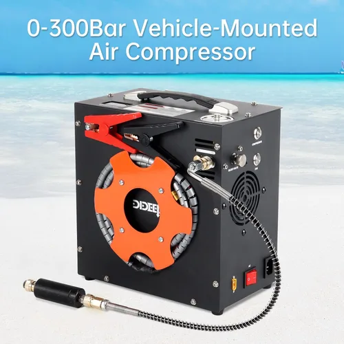 Vista 3 de DIDEEP Compresor de aire PCP, compresor de aire de alta presión de 4500 Psi/300 bar, 12 V CC o 110 V CA para compresor de tanque de buceo, pistolas
