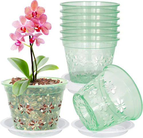 Vista 23 de Macetas transparentes para orquídeas, paquete de 8 unidades, 5 pulgadas