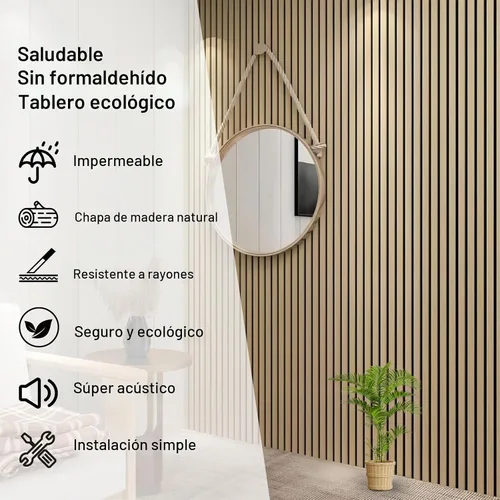 Vista 5 de Paneles de pared 3D para decoración de paredes interiores, paquete de 2 paneles de madera para pared, paneles acústicos de chapa de madera auténtica