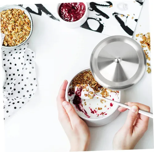 Vista 7 de Cabilock Tapa de taza de acero inoxidable de 4.8 pulgadas, resistente a fugas, para café, té, tapa portátil de retención de calor, para uso en casa