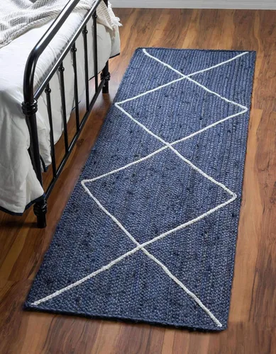 Vista 22 de Unique Loom Alfombra trenzada de la colección de yute – enrejado (2 pies 2 pulgadas x 6 pies 1 pulgada, gris/marfil)