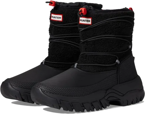 Vista 4 de Hunter Wanderer - Botas de nieve cortas de sherpa para mujer, parte superior textil y sintética, puntera cerrada y cómodas botas de nieve
