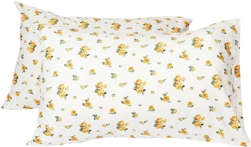 Vista 7 de Fundas de almohada para cama Queen, 100% algodón, diseño floral, transpirable, con cierre de sobre, 20 x 30 pulgadas