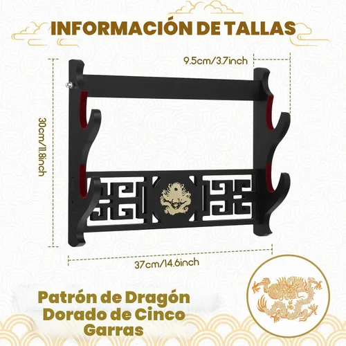 Vista 2 de Barydat - Soporte de pared para espada Katana de 2 niveles