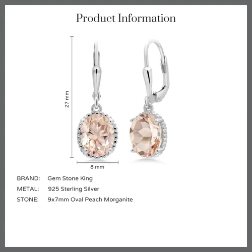Vista 36 de Gem Stone King Aretes colgantes de gota para mujer, plata de ley 925, piedra natal ovalada de 0.354 x 0.276 in, joyería fina, regalos para ella