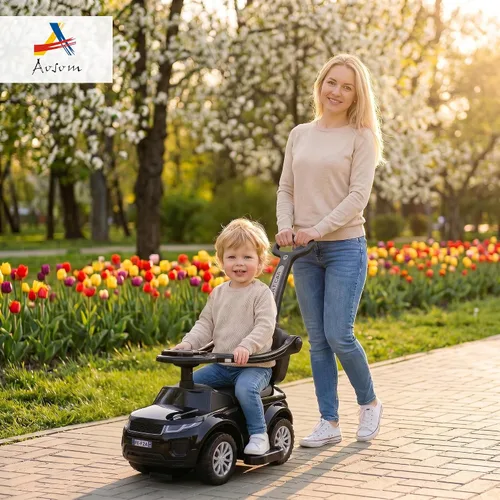 Vista 2 de Aosom Coches de empuje 3 en 1 para niños pequeños de 18 a 36 meses, color Negro