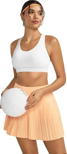 Vista 8 de RUNNING GIRL Brasier deportivo para mujer de alto soporte, espalda cruzada acolchada, brasier deportivo con tirantes delgados, brasier de yoga