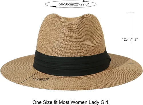 Vista 2 de JOYEBUY - Sombrero de paja plegable para mujer UPF50, Fedora, sombrero de playa