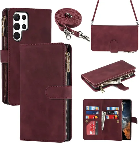 Vista 9 de iCoverCase para Samsung Galaxy S22 - Funda tipo cartera con soporte y bolsillos para tarjetas, funda de piel sintética con cierre magnético