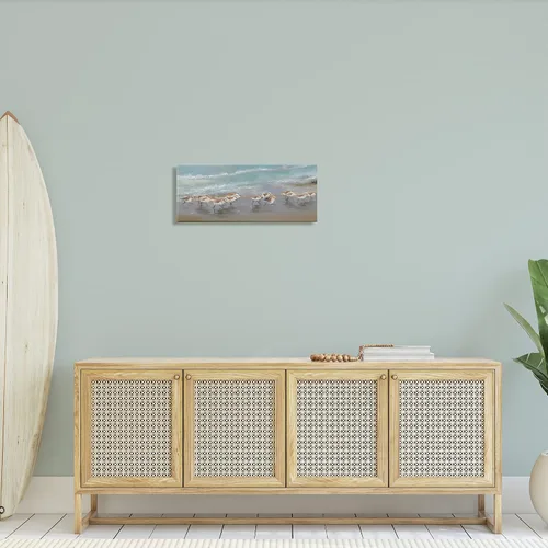 Vista 4 de Stupell Industries 'Sandpiper Flock Shoreline Splashing' Arte en Lienzo Sandpiper Flock Shoreline_v1