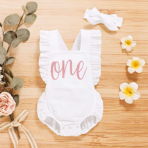 Vista 75 de Shalofer Traje de primer cumpleaños para bebé niña con diadema