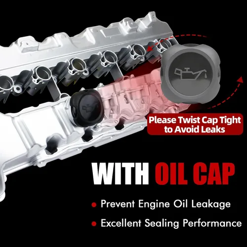 Vista 5 de MITZONE Kit de tapa de válvula de aluminio N54 Compatible con 2007-2016 BMW 1 series M 135i 335i 335is 535i 535xi 740i 740Li x6 z4 xDrive 3.0L