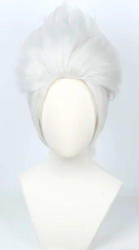 Vista 2 de Peluca de cosplay en capas cortas, disfraz de Halloween, peluca blanca plateada,