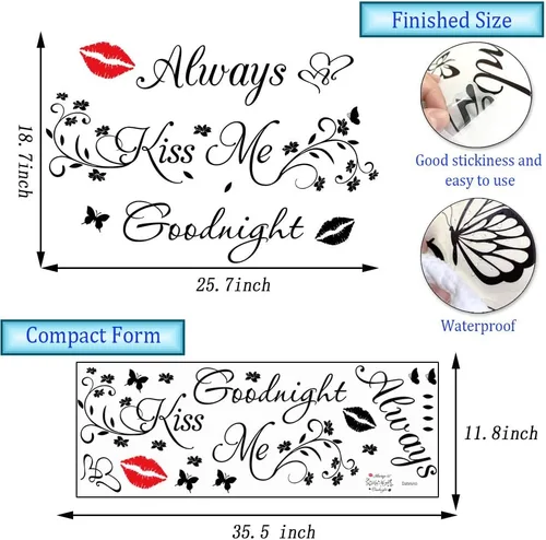 Vista 7 de Aeways Kiss Me Goodnight - Calcomanías de pared para decoración del hogar