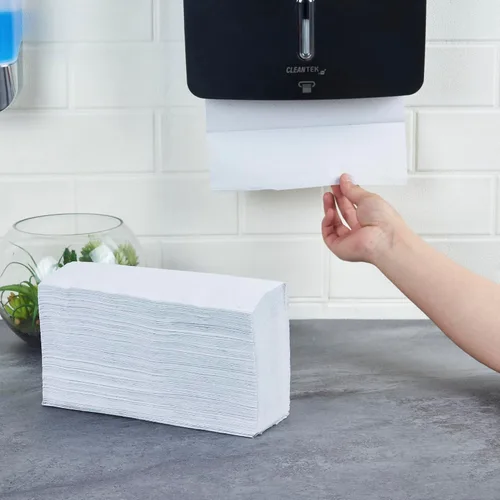 Vista 5 de Restaurantware Paquete de 250 toallas de papel multipliegue de 9.5 x 9.25 pulgadas, absorbentes para secar las manos, limpieza de derrames Blanco