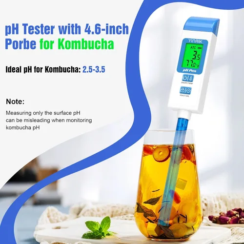 Vista 3 de Medidor de pH para Agua Probador de pH Digital con Sonda de pH de 4.6in Medidor de pH de Laboratorio Lector de pH con ATC para Enlatado Kit