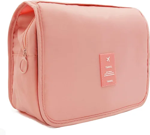 Vista 14 de Trawila Neceser colgante de viaje, bolsa de cosméticos, organizador de maquillaje para hombres y mujeres con gancho resistente, Beige, Moda