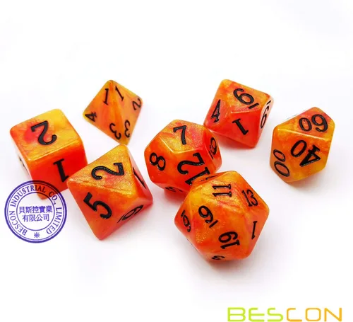 Vista 4 de Bescon Juego de dados de piedra mágica, 7pcs poliédrico RPG dados Set Aura Stone, embalaje de Polybag Piedra del aura en bolsa de plástico