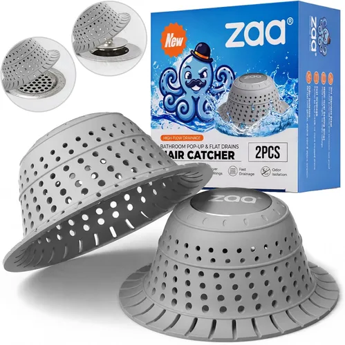 Vista 8 de zaa - Recogedor de pelo de drenaje de bañera, 2 paquete de protector de drenaje plegable de silicona para desagües emergentes y regulares de ducha