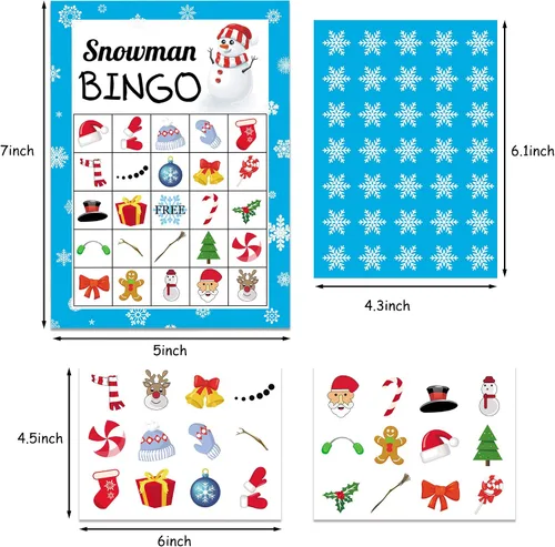 Vista 4 de Joy Bang Juego de Bingo de Navidad para Niños y Adultos - Juego de Bingo de Muñeco de Nieve Juegos de Actividades de Manualidades Navideñas
