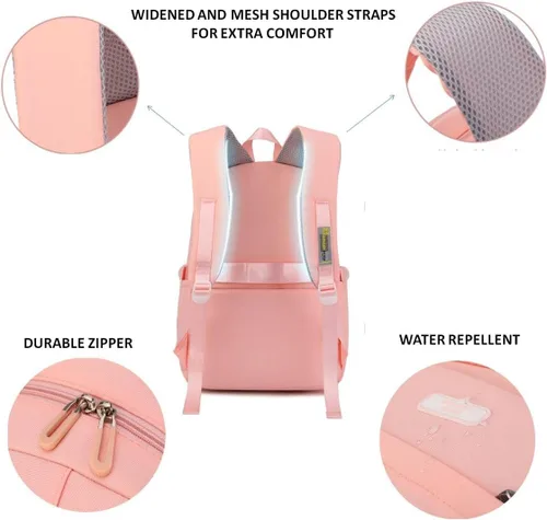 Vista 5 de Mochila Kawaii con bonitos accesorios duraderos con múltiples compartimentos, Azul, Kawaii