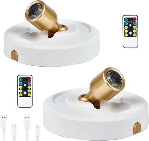 Vista 10 de Foco inalámbrico a pilas con control remoto, paquete de 2 luces para debajo del armario con función de temporizador para debajo del mostrador
