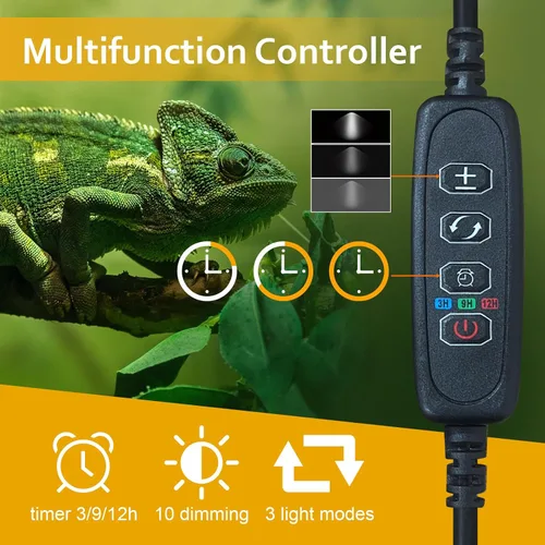Vista 5 de Luz de reptil UVB/UVA ajustable de 6 pulgadas con temporizador y atenuador, para reptiles de selva tropical y desierto, pitón, tortugas, luz