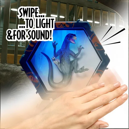 Vista 5 de WOW! PODS Jurassic World Camp Cretaceous SFX Velociraptor Blue Figura iluminada con efectos de sonido Mercancía oficial de Fallen Kingdom