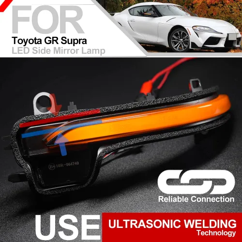 Vista 9 de Luces LED dinámicas para espejo lateral intermitente para Toyota GR Supra 2020-2023, lente ahumada, luces intermitentes secuenciales, accesorios