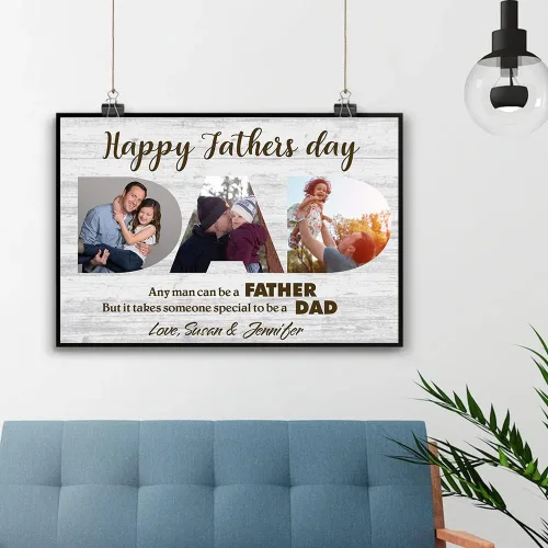 Vista 8 de Lienzo personalizado para papá – You Are The Best Dad in the World Wall Art, regalo del día del padre, collage de fotos personalizado, regalo