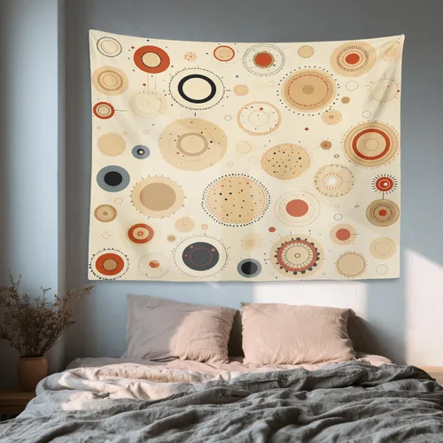 Vista 6 de Shrahala Circles Tapestry, Abstract Art With Various Circles Wall Hanging Hd Print Polyester Backdrop For Dorm Room Bedroom 30 X 40 In