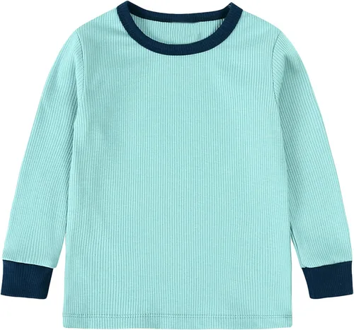 Vista 8 de OPAWO Pijama de bambú para niños pequeños, camiseta acanalada y pantalones de 2 piezas para niña, ropa de otoño para bebé, ropa de invierno de 1 a 7