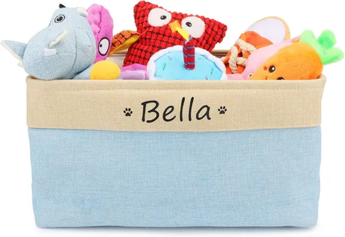 Vista 9 de Cesta de almacenamiento personalizada de juguetes para perros, plegable, caja de almacenamiento con nombre de la mascota, organizador para juguetes